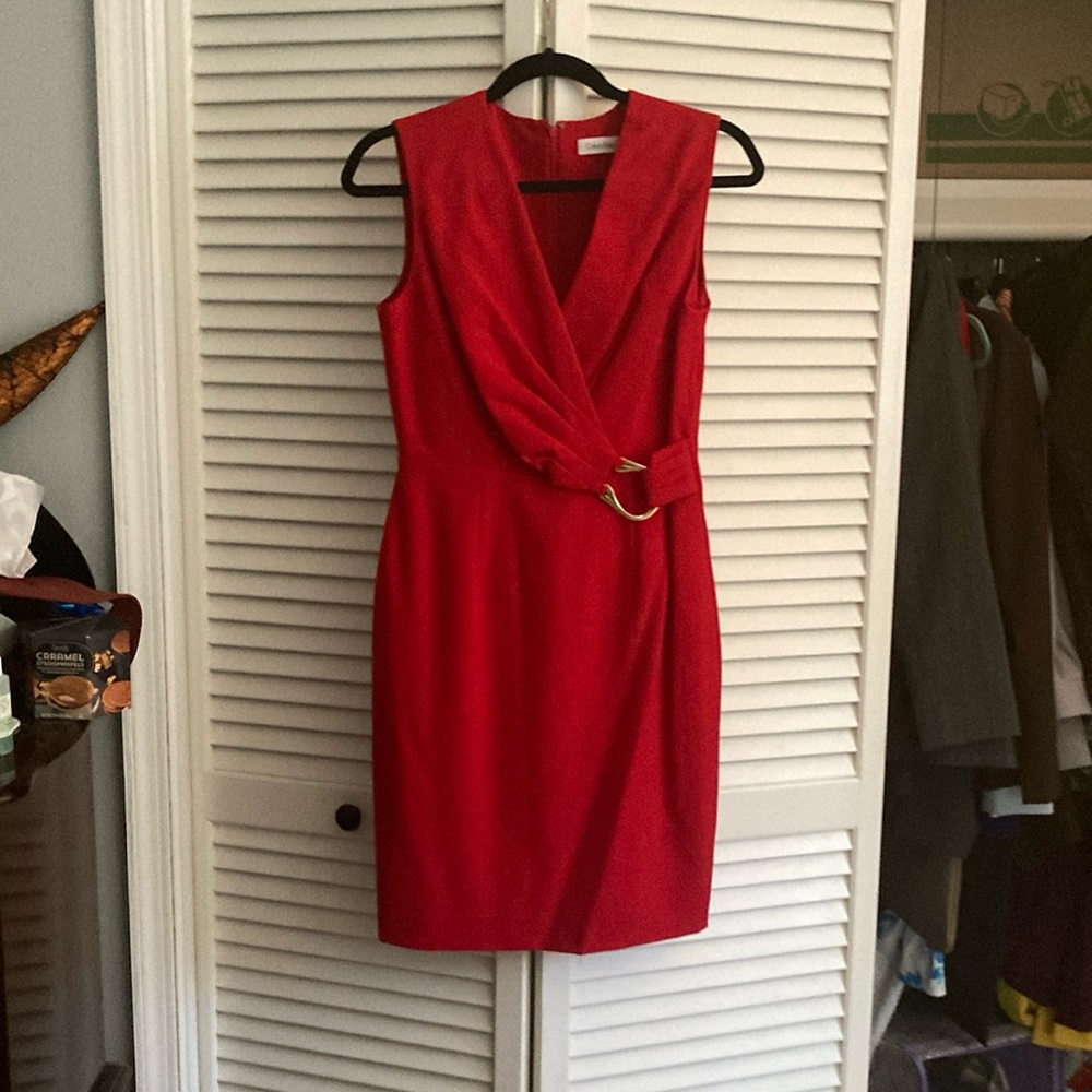 Calvin Klein dress- red with gold details
